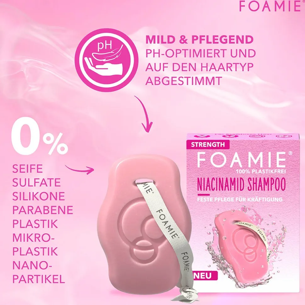 FOAMIE Festes Shampoo Strength mit Niacinamiden