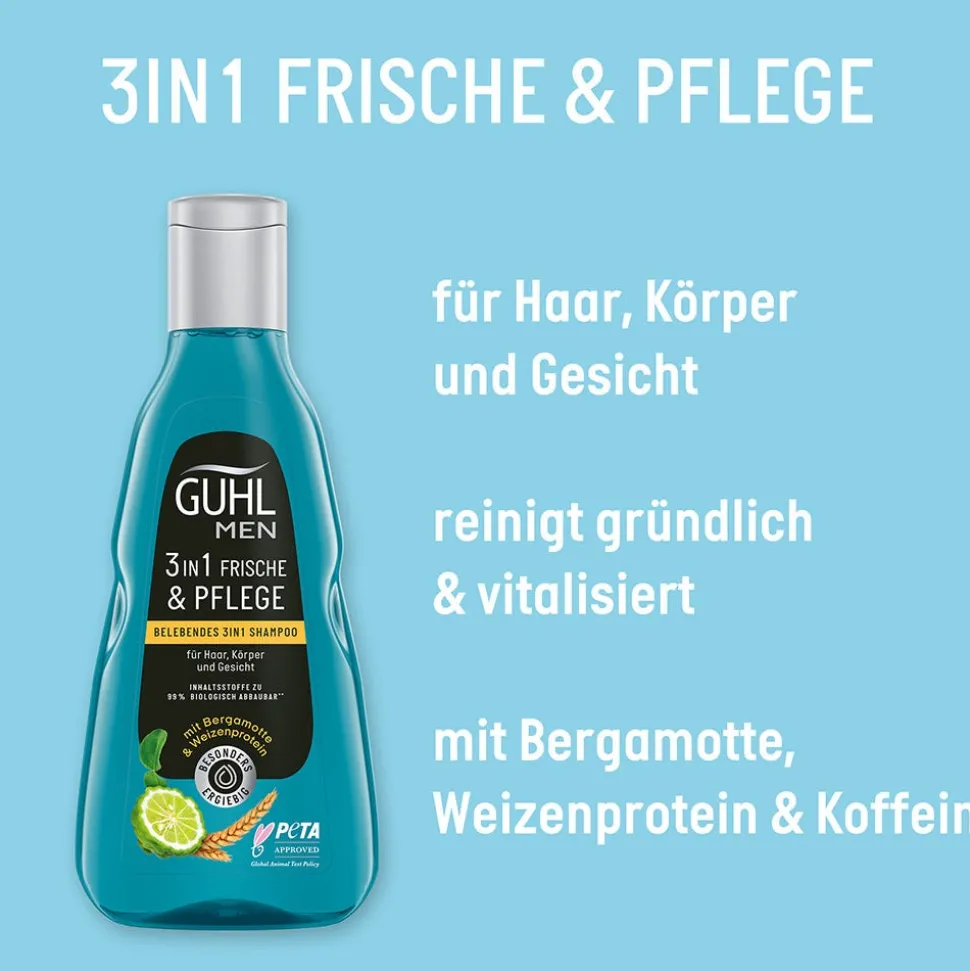 Guhl MEN Frische & Pflege Belebendes 3in1 Shampoo 250 ml
