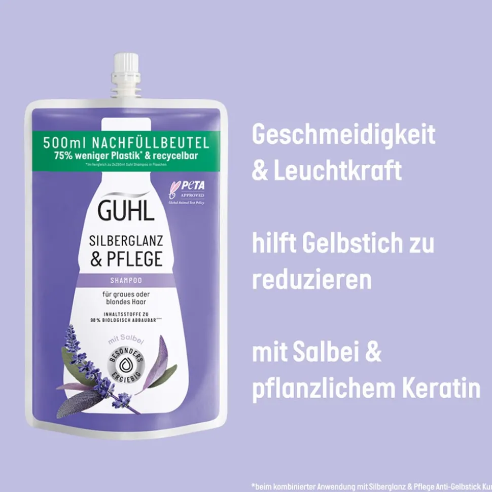 Guhl Silberglanz & Pflege Shampoo Nachfüllbeutel 500 ml