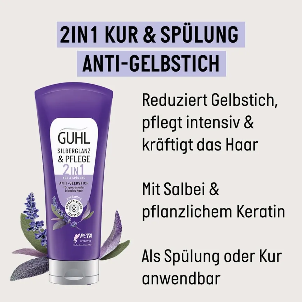 Guhl Silberglanz & Pflege 2 in 1 Anti-Gelbstich Kur 200 ml