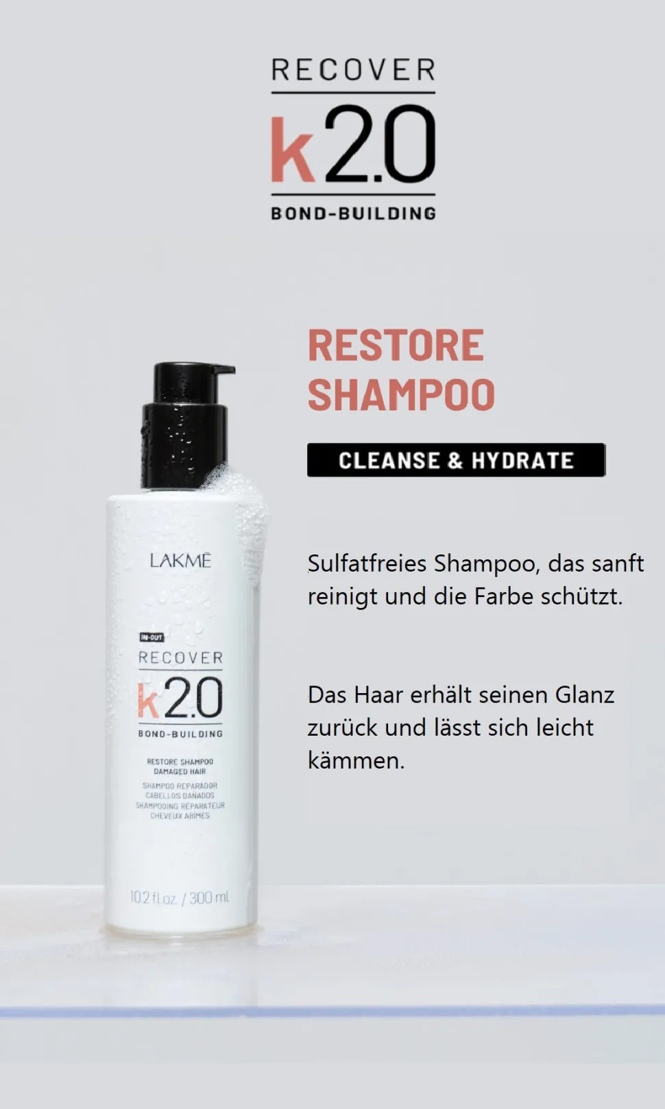 Lakmé K2.0 Recover Restore Shampoo 300 ml