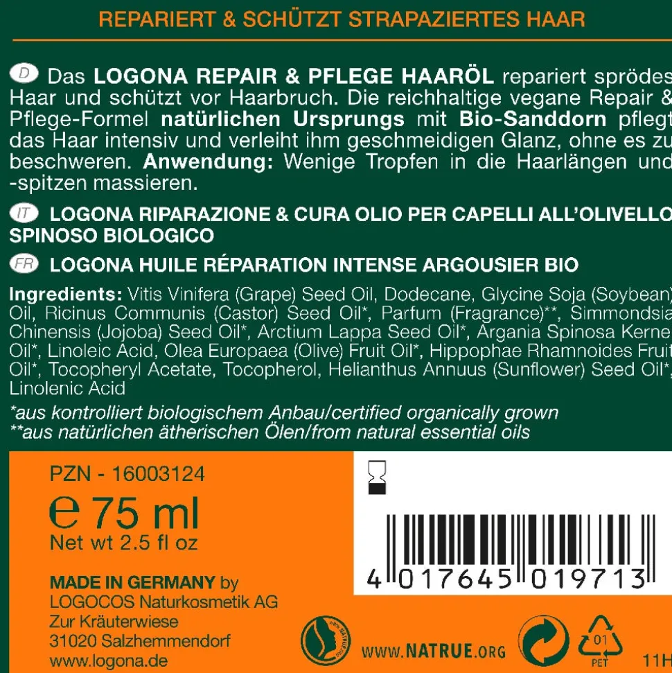 LOGONA Repair & Pflege Haaröl Bio-Sanddorn 75 ml