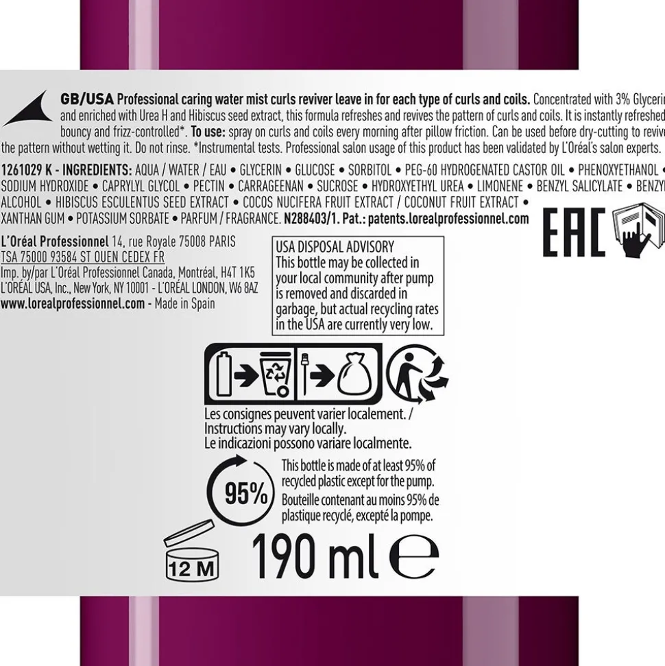 L'Oréal Professionnel Paris Curl Expression Curl Reviver Leave-In 190 ml