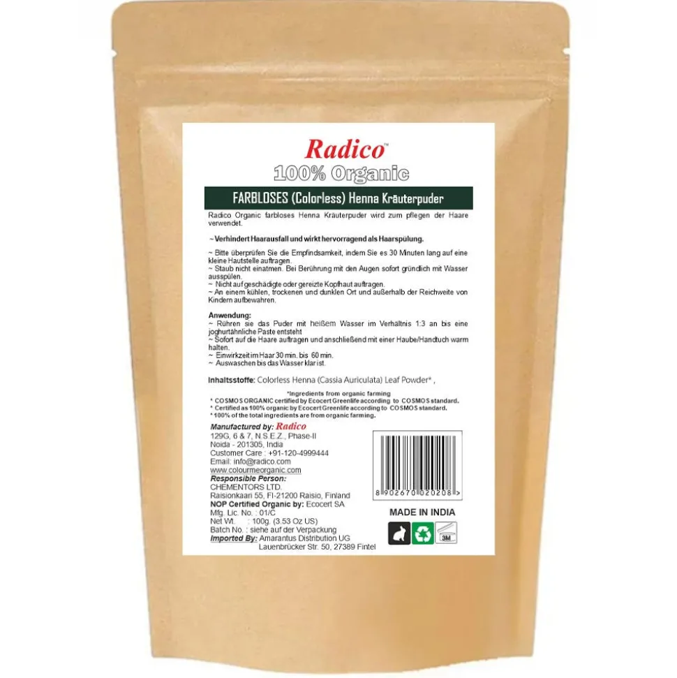 Radico Kräuterpflegepackung Farbloses Henna 100 g