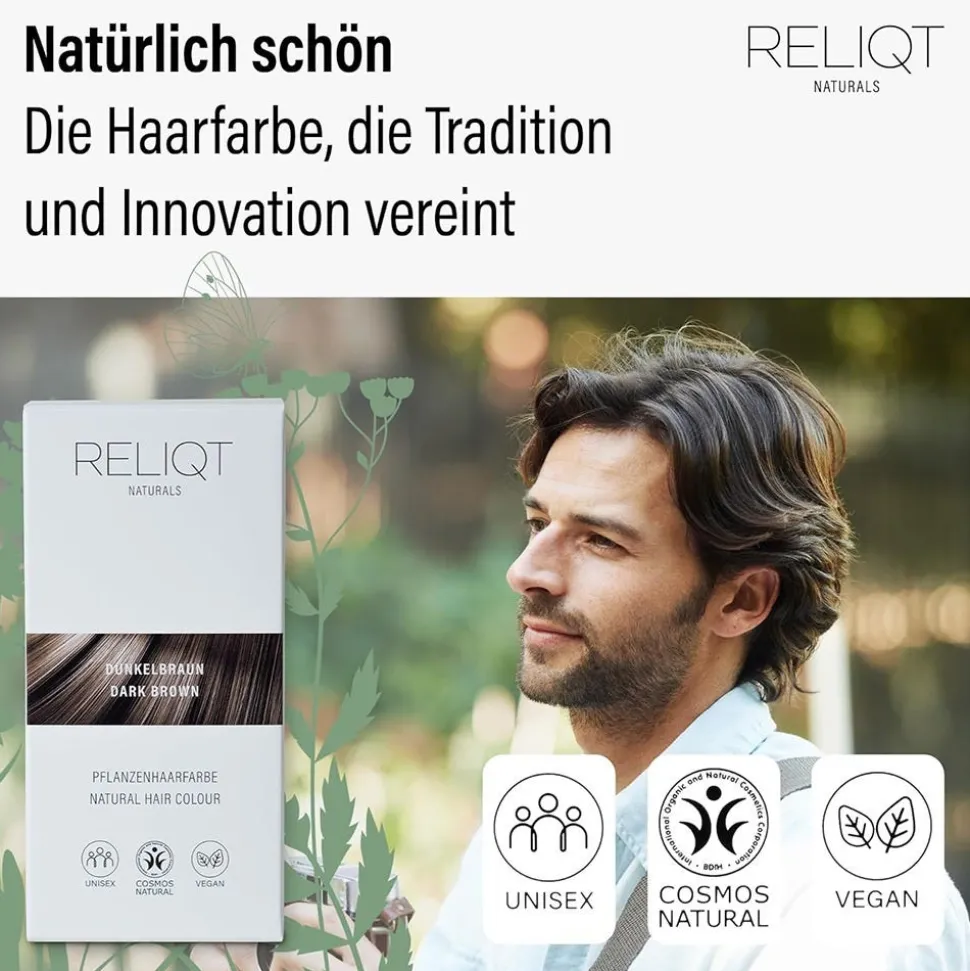 RELIQT Pflanzenhaarfarbe Dunkelbraun 100 g