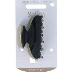 Solida Haarklammer schwarz/beige groß shiny