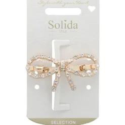 Solida Patentspange mit Schleife Strass Gold